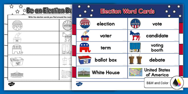 Election Vocabulary Read and Write the Room Activity Worksheet