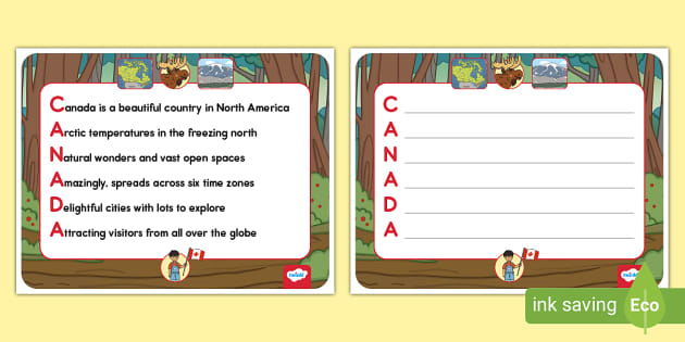 Canada Acrostic Poem Example (teacher made) - Twinkl