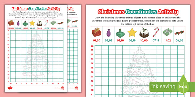 Christmas Tree Grid Coordinates Activity (Teacher-Made)