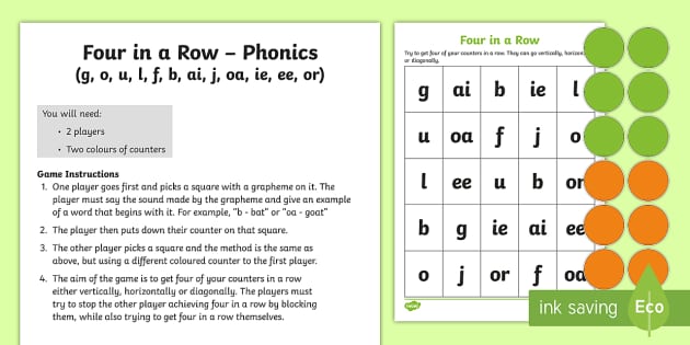 Four in a Row Phonics Set 2 Game teacher made Twinkl