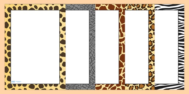 Safari Animal Pattern Themed Portrait Page Borders - Twinkl
