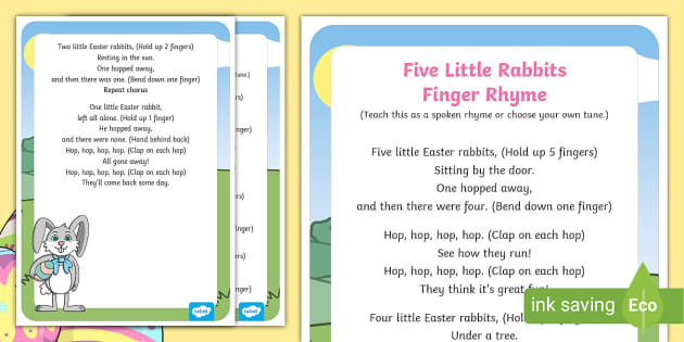 Five Easter Rabbits Finger Rhyme (teacher made) - Twinkl