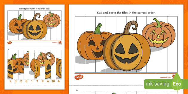 Pumpkins Puzzle Strips Activity Sheet (teacher made)