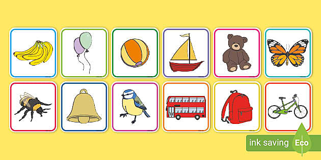 b at the beginning of words picture cards