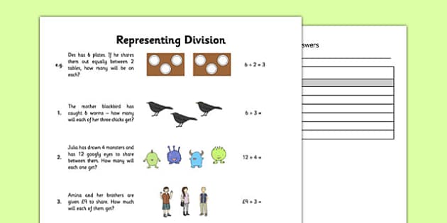 Representing Division Worksheet (teacher made) - Twinkl