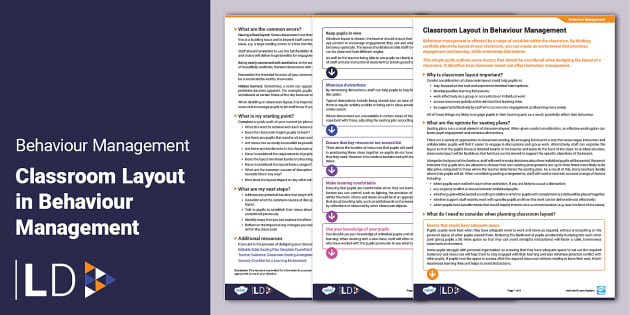 Classroom Layout in Behaviour Management - Leaders - Twinkl