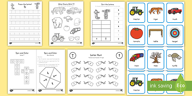 Letter T Worksheet and Activity Pack