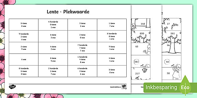 Lente - Plekwaarde Inkleur Assessering Aktiwiteit - Twinkl