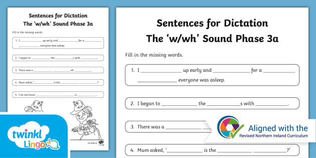 Ni Linguistic Phonics 3a Wwh Sound Dictation Sentences 6377