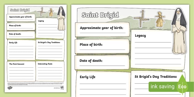 Saint Brigid Fact File Template Teacher Made Twinkl