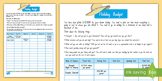 Creating a Holiday Budget (Teacher-Made) - Twinkl