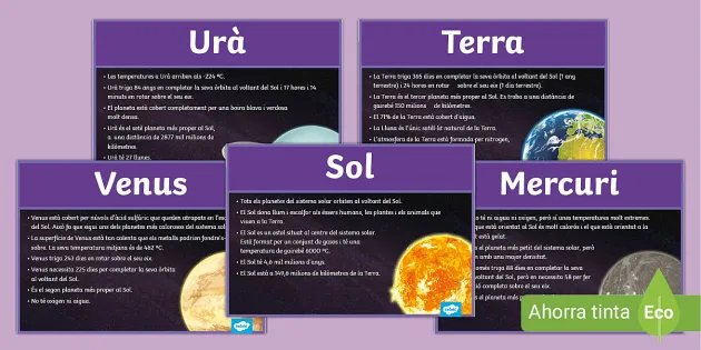 Pósteres: Los planetas del sistema solar - 2º de Primaria
