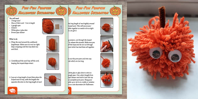 Pom-Pom Pumpkin Craft - Halloween Decoration | Twinkl Party