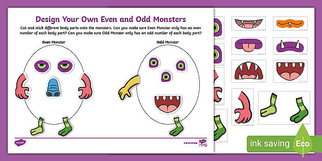 👉 Even and Odd Monsters Cutting Skills Activity