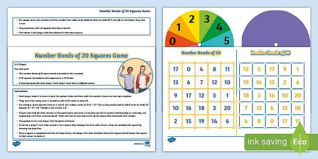 👉 KS2 Maths Number Bonds of 20 Squares Game - Twinkl