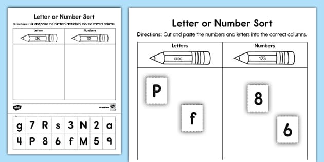 Along the Way: Letter or Number ~ Sorting Activity