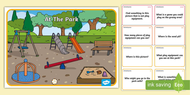 At The Park Differentiated Scene And Question Cards Twinkl