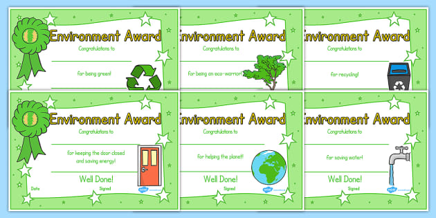 Environment Certificates environemnt certificate award