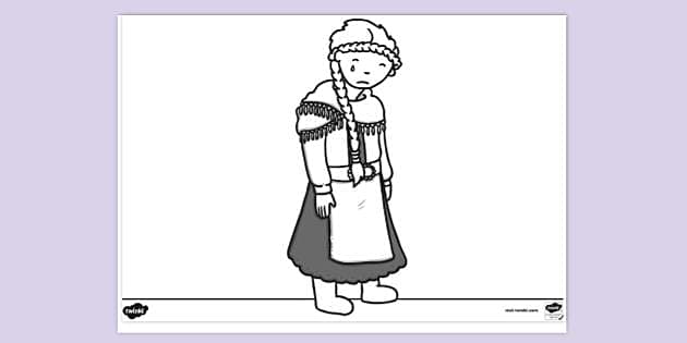 sad little girl coloring page