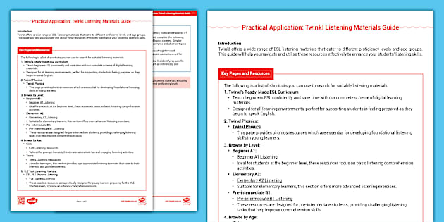 Practical Application Twinkl Listening Materials Guide