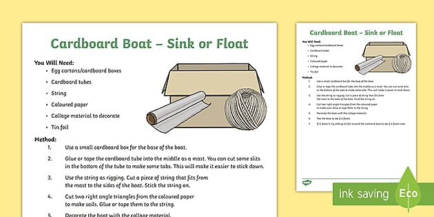 Sink and float experiment instructions