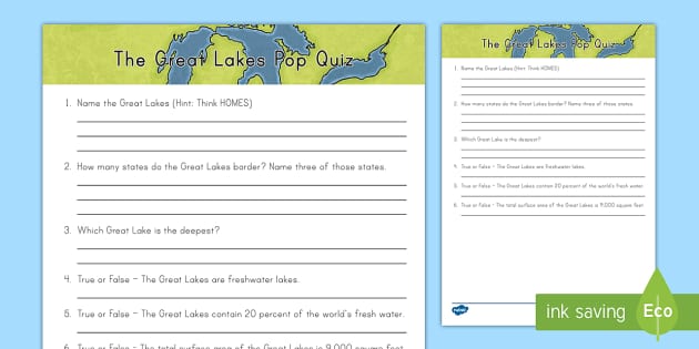 The Great Lakes Facts Pop Quiz