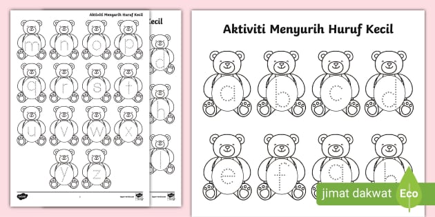 Aktiviti Menyurih Huruf Kecil Tema Permainan - Twinkl