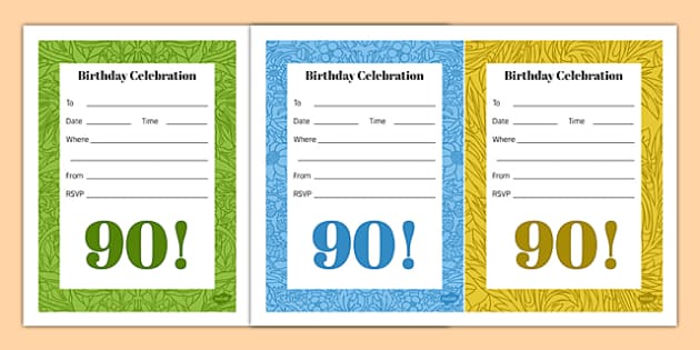 90th Birthday Party Invitations (teacher made) - Twinkl 90th-birthday-party-invitations-teacher-made-twinkl