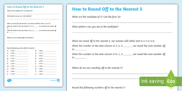 Rounding Numbers activity for 5