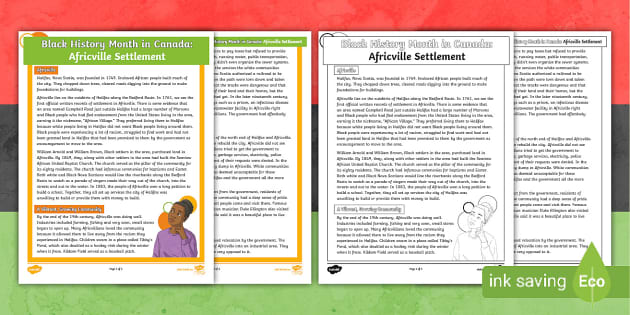 Black History Month in Canada: Africville Settlement Reading