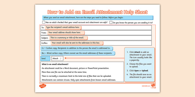 How to Add an Email Attachment Help Sheet - Twinkl - KS2