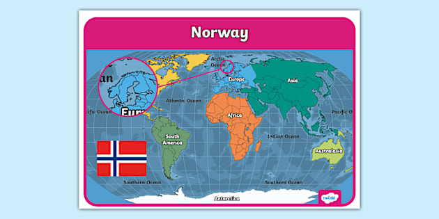 Norway On World Map Display Poster Teacher Made Twinkl T G 1719827726 Norway On World Map Display Poster Ver 3