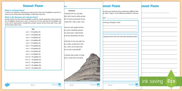 Sonnet Poem Writing Template-Australia (Teacher-Made)