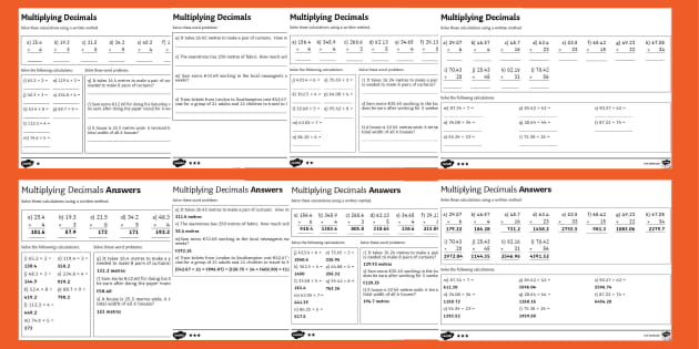 Problem Solving Involving Multiplication By Decimals Worksheets