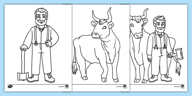 Paul Bunyan Coloring Page Paul Bunyan Twinkl USA