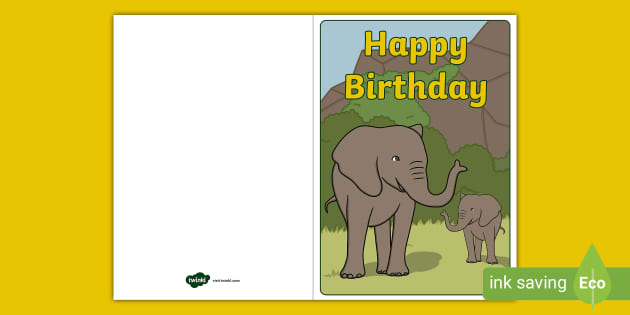 Free Elephant Birthday Card Teacher Made Twinkl