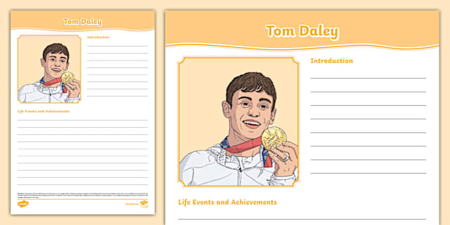 Tom Daley Biography Template - Twinkl