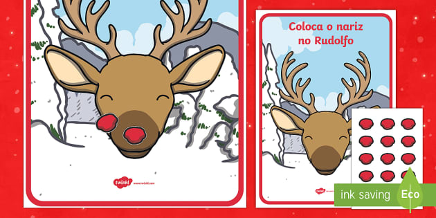 Rudolph nose. Pin the nose to Rudolph. Rudolf nose game. Pin the nose game. Rudolph Stick a nose.