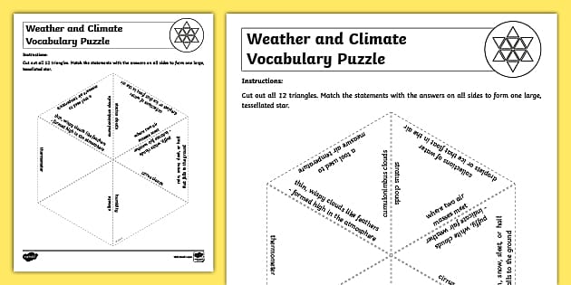 Weather and Climate Vocabulary Puzzle (teacher made)