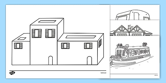 Homes Around the World Colouring Sheets (teacher made)