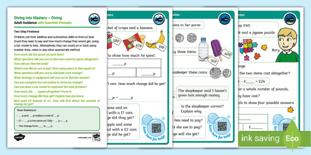 👉 Y2 Diving into Mastery: Step 10 Two-Step Problems Cards