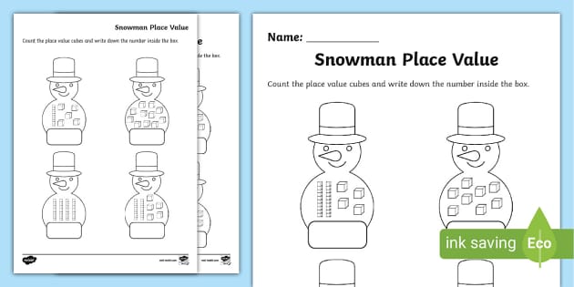 FREE! - Snowman Place Value Activity Sheet (teacher made)