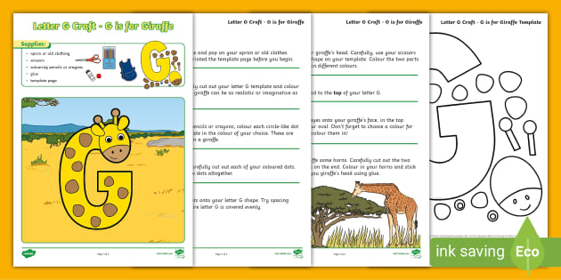 Letter G Craft - G is for Giraffe (Hecho por educadores)