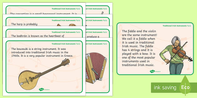 Traditional Irish Instruments Display Facts Posters - ROI