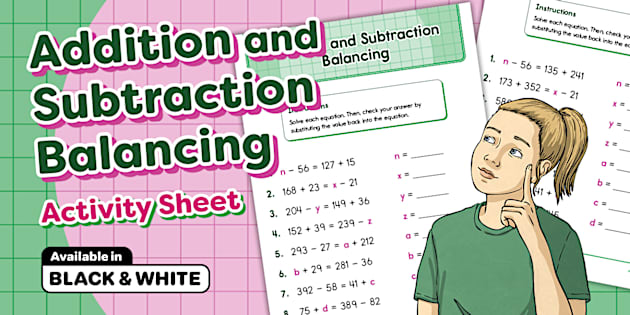 Addition and Subtraction Balancing Activity Sheet
