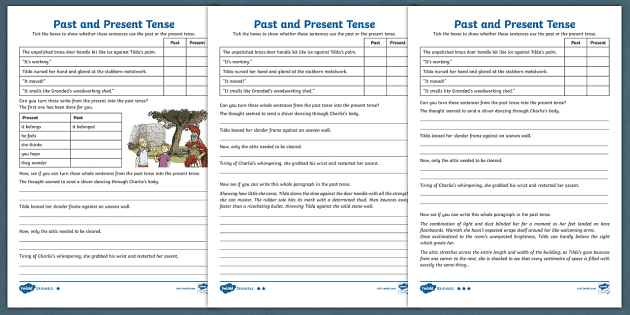 writing in the past and present tense ks2 worksheets