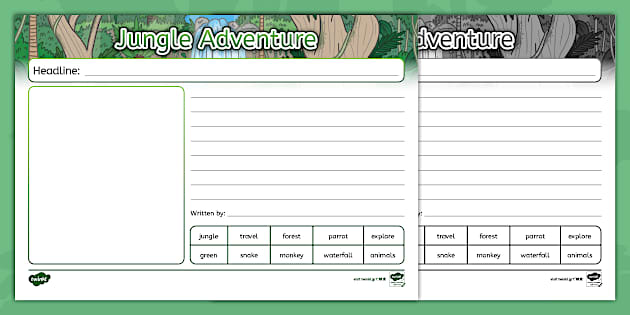 Jungle Adventure Newspaper Writing Template - Twinkl