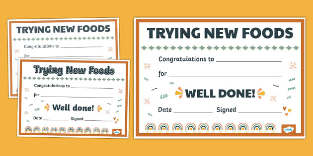 Boho Dreamscape-Themed Trying New Foods Certificate - Twinkl