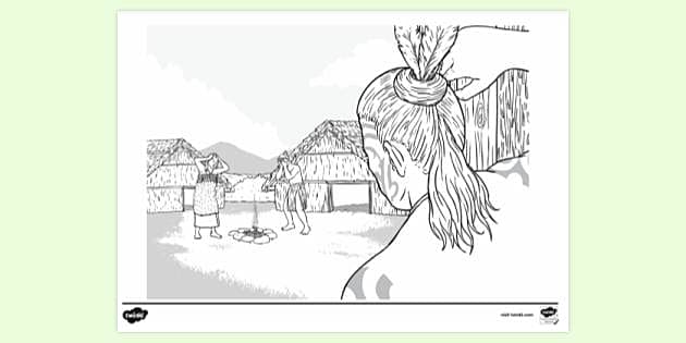 Maui Looking At Villagers In Distress Colouring Sheet