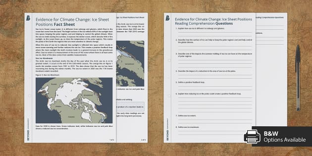 Evidence of Climate Change Ice Sheet Position Comprehension